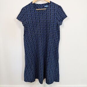 J. McLaughlin Dress Women's Medium Blue Checker Office Pockets Swing Church